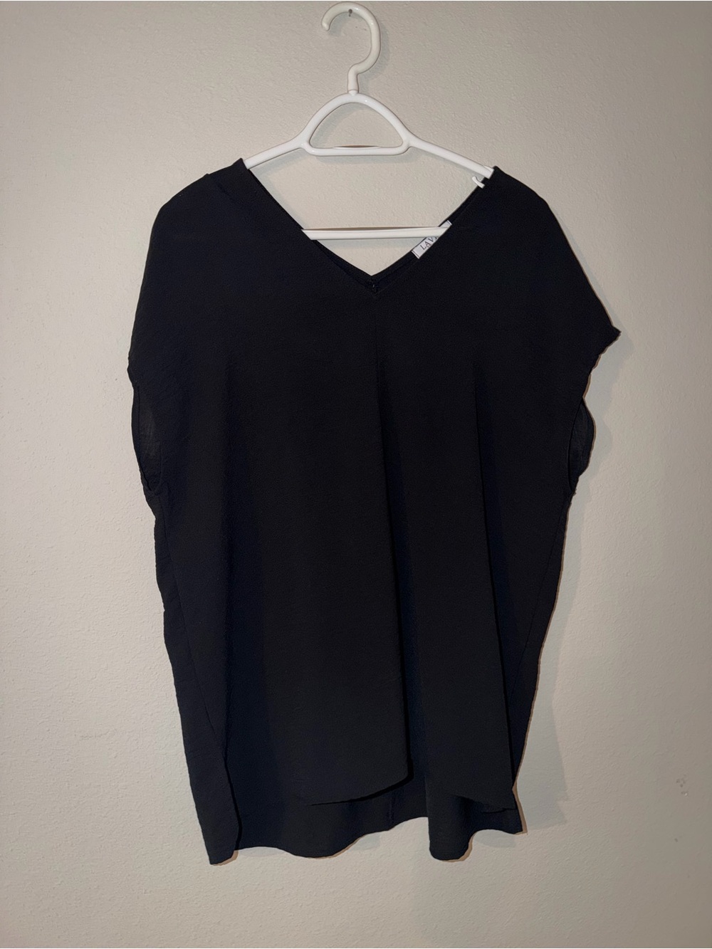 Lavish Black V-Neck Draped Blouse